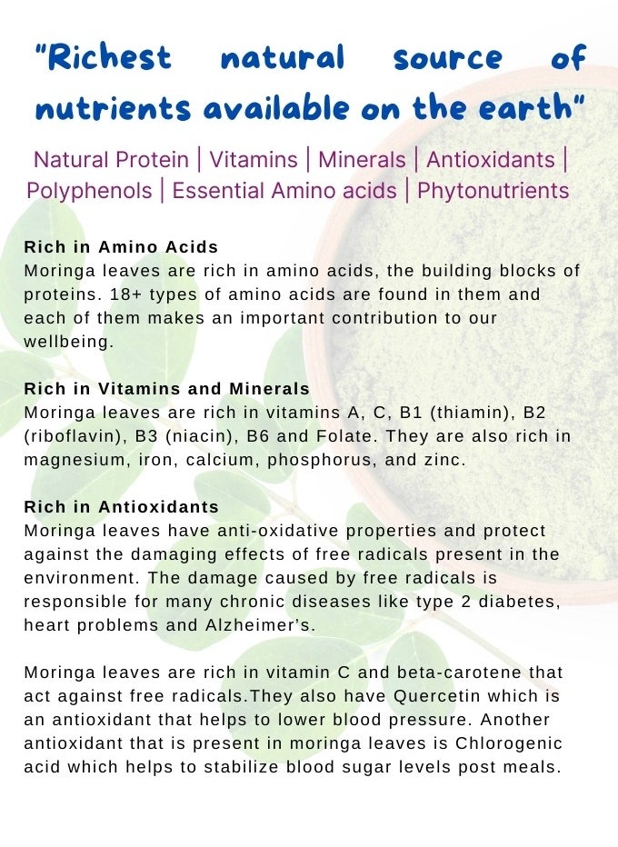 Sorland's - Pure Organic Moringa Leaves Powder -150 Gm Complete Natural Superfood | Certified Organic | Premium Quality with Shed Drying Solar Technology - Image 1