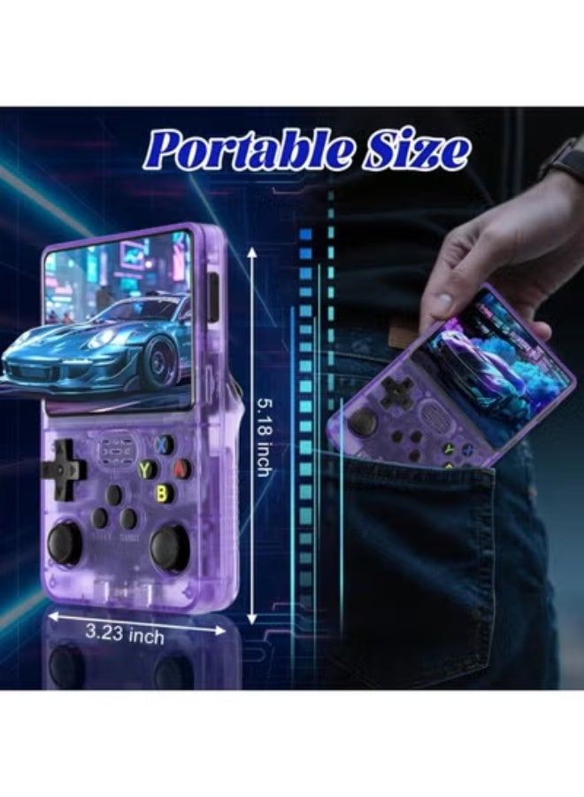 TIGER R36S Handheld Retro Game Console | 3.5-Inch IPS Display | Open Source Linux System | 64GB TF Card with 15,000+ Classic Games | Portable Rechargeable Gaming Console for Kids & Adults – Purple - Image 3