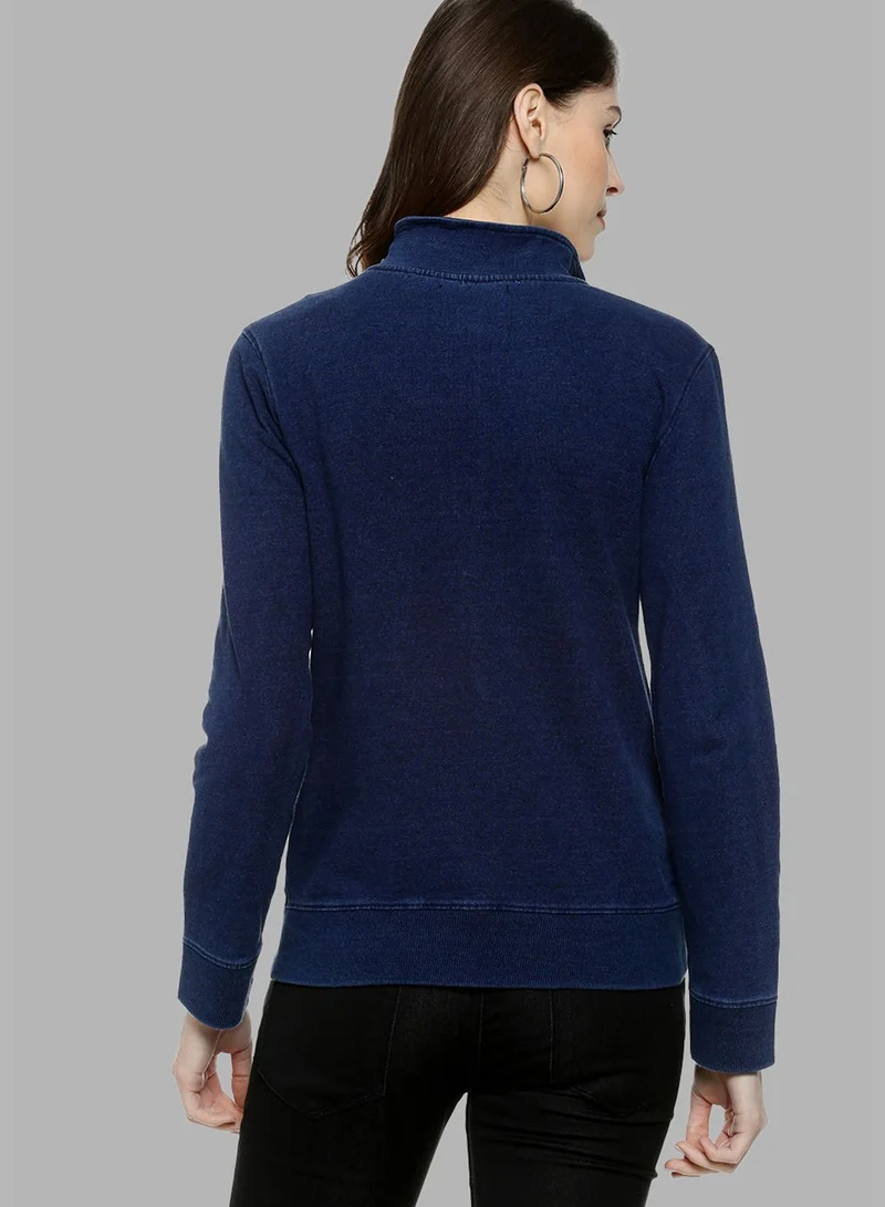 Campus Sutra Zippered Jeans Jacket