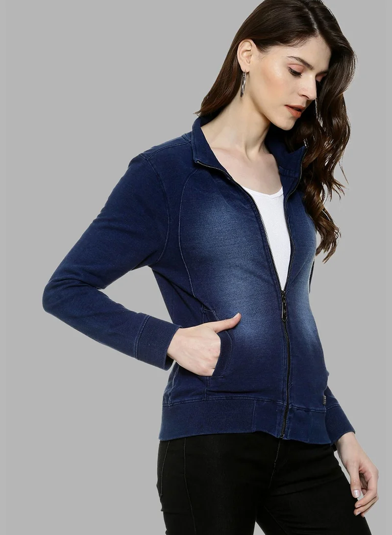 Campus Sutra Zippered Jeans Jacket