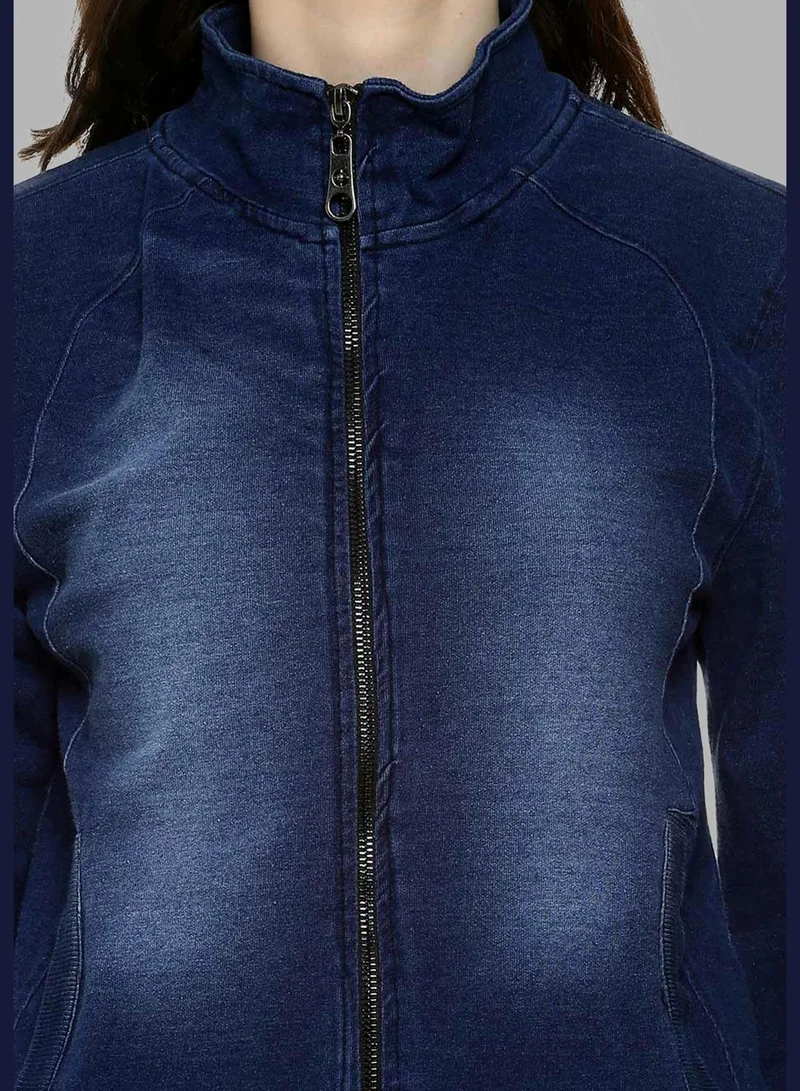 Campus Sutra Zippered Jeans Jacket