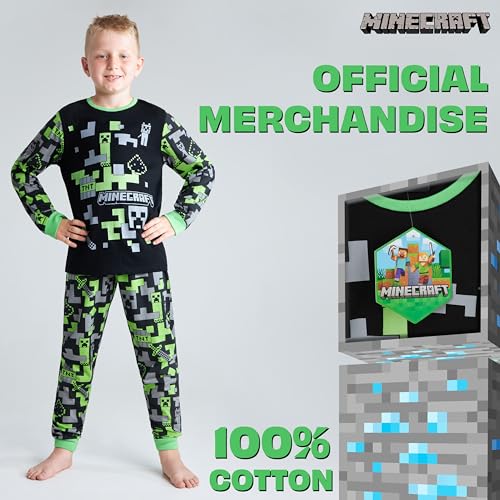 Minecraft Boys Long Sleeves Top And Bottom Set, Cotton 2 Pieces Boy Set (Black/Green, 13-14 Years) - Image 4