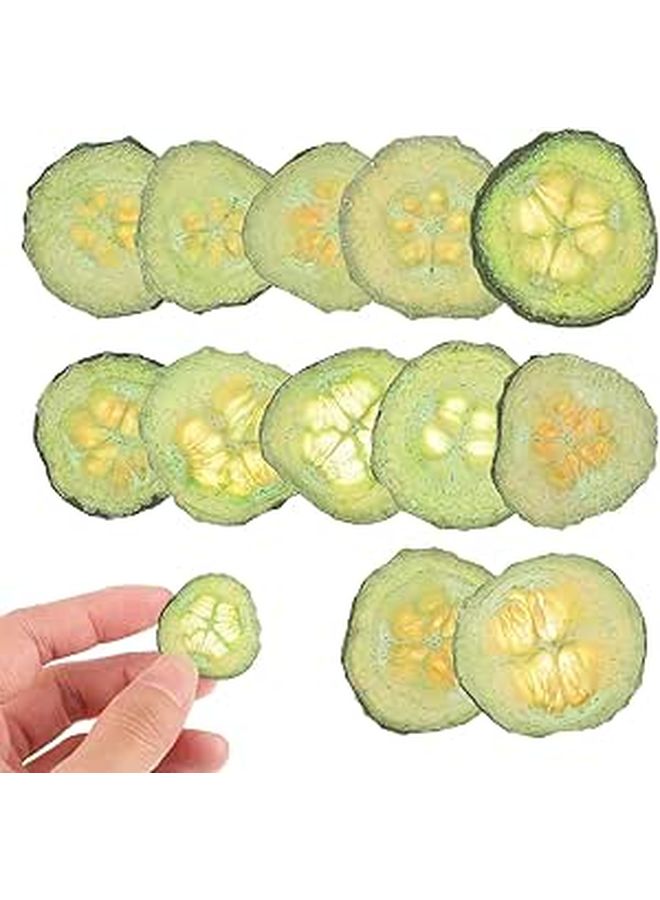 شرائح الخيار المجففة الطبيعية لفن الراتنج والحرف اليدوية DIY وزينة الزهور 12 قطعة - Image 1