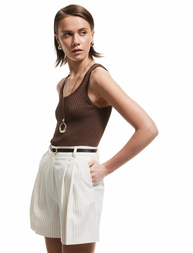 KOTON High Rise Striped Shorts