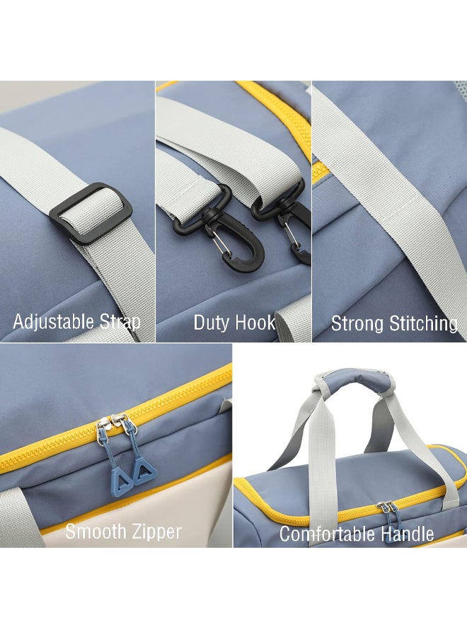 مي تشاو حقيبة رياضية نسائية من النايلون، حقيبة كتف وعبر الجسم مع عجلات، حقيبة يد بسعة كبيرة، تصميم متعدد الجيوب، مقاومة للماء، مع قسم للأحذية، جيوب للفصل بين الجاف والرطب، حقيبة للصالات الرياضية والاستخدام اليومي والسفر - Image 5