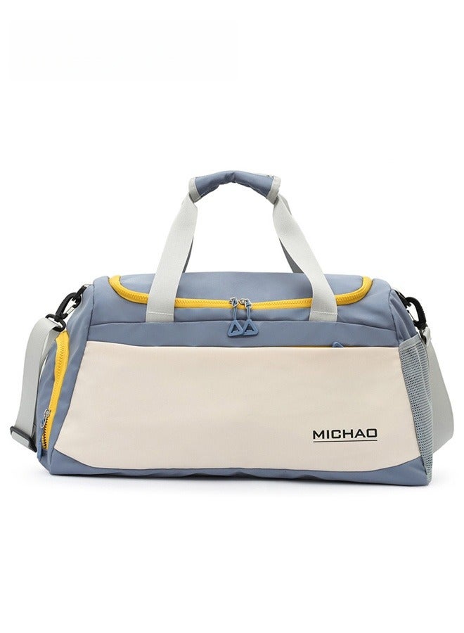 مي تشاو حقيبة رياضية نسائية من النايلون، حقيبة كتف وعبر الجسم مع عجلات، حقيبة يد بسعة كبيرة، تصميم متعدد الجيوب، مقاومة للماء، مع قسم للأحذية، جيوب للفصل بين الجاف والرطب، حقيبة للصالات الرياضية والاستخدام اليومي والسفر - Image 1