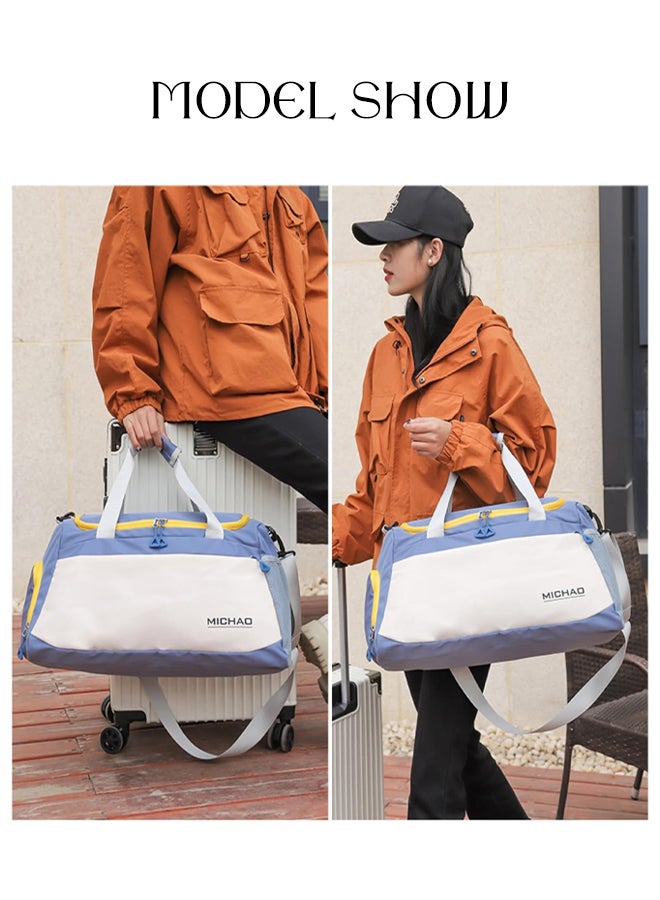 مي تشاو حقيبة رياضية نسائية من النايلون، حقيبة كتف وعبر الجسم مع عجلات، حقيبة يد بسعة كبيرة، تصميم متعدد الجيوب، مقاومة للماء، مع قسم للأحذية، جيوب للفصل بين الجاف والرطب، حقيبة للصالات الرياضية والاستخدام اليومي والسفر - Image 2