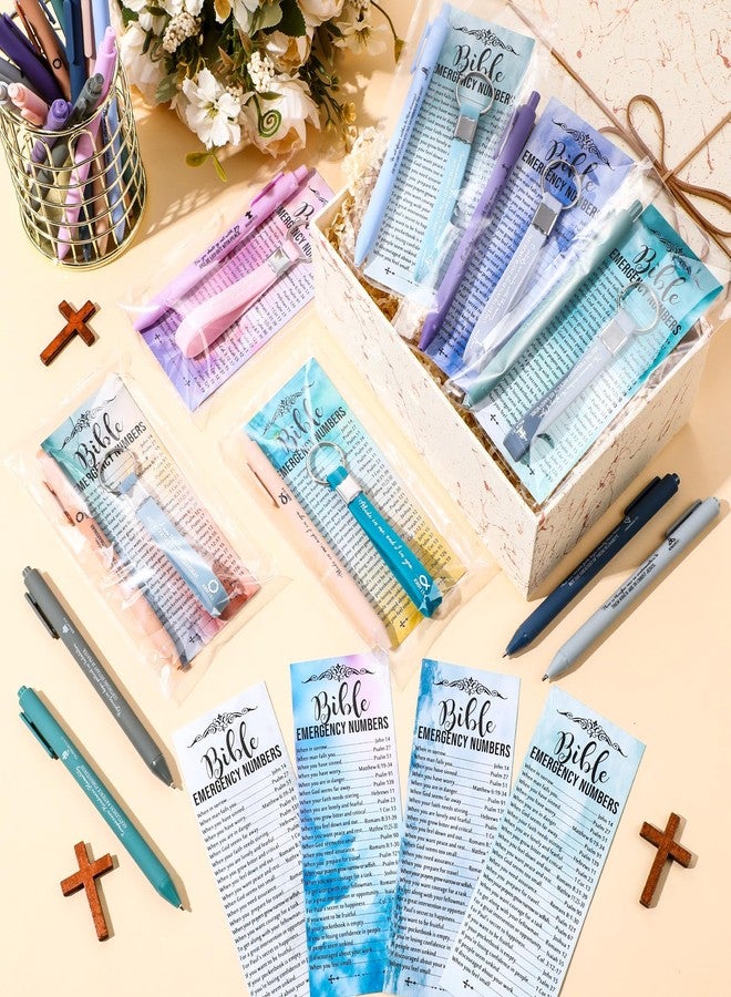 Feifeiya 25 Sets Easter Christian Church Gift Bulk Bible Verse Pens Religious Silicone Keychains and Bookmarks for Pastor Teacher Women Sunday School Mother's Day(Watercolor,English) - Image 5