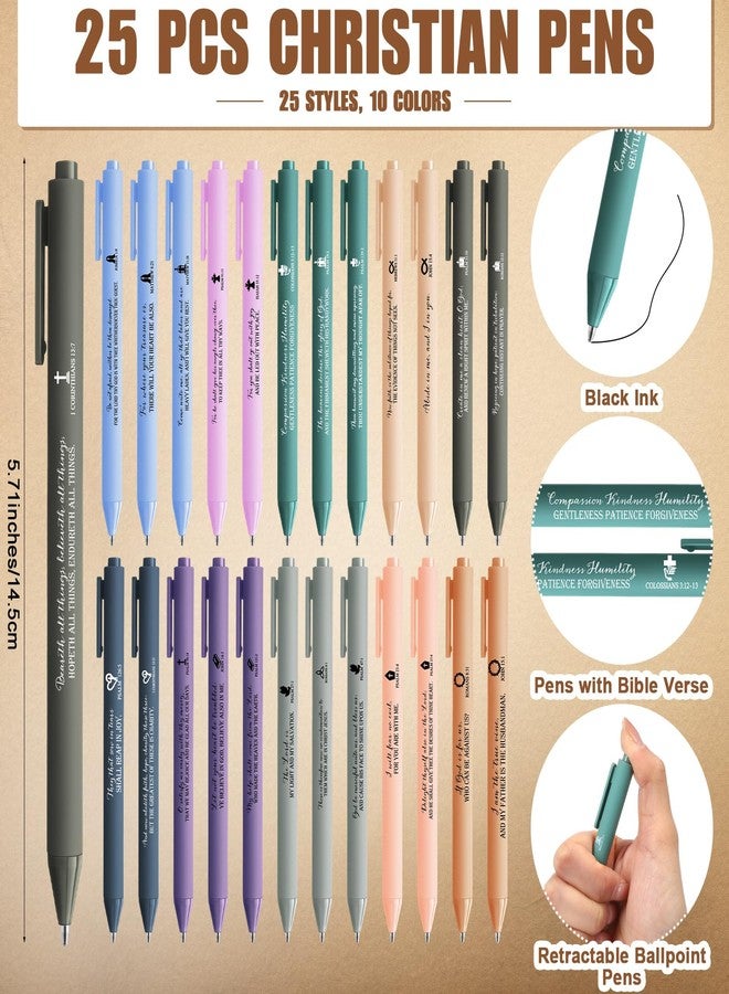 Feifeiya 25 Sets Easter Christian Church Gift Bulk Bible Verse Pens Religious Silicone Keychains and Bookmarks for Pastor Teacher Women Sunday School Mother's Day(Watercolor,English) - Image 2