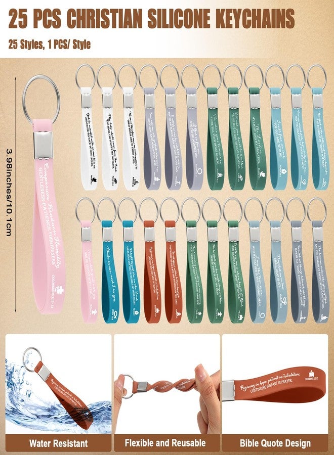 Feifeiya 25 Sets Easter Christian Church Gift Bulk Bible Verse Pens Religious Silicone Keychains and Bookmarks for Pastor Teacher Women Sunday School Mother's Day(Watercolor,English) - Image 3