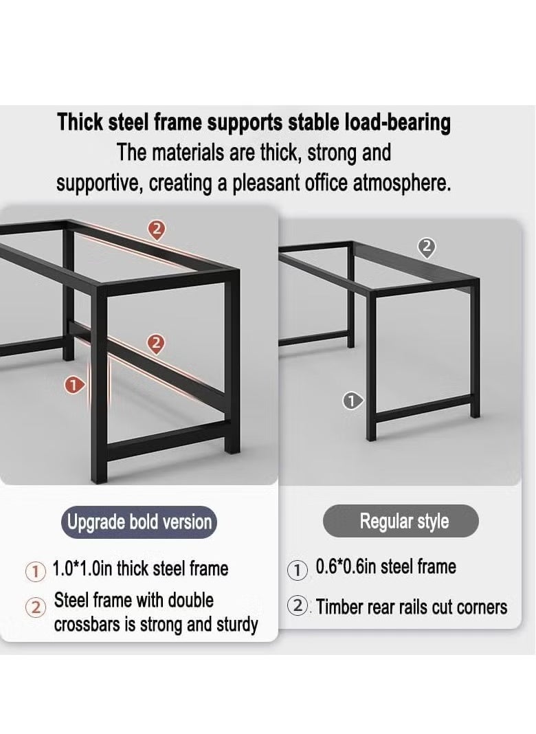 Generic - Gaming Table, Gaming Desk Large Computer Home Gaming Desk Home Office Desk, Table Desk, Office Writing Work Student Study Desk, PC Desk, Home Office Desk with Wooden Table Top, Home Office Desk, Wooden Table for Home Bedroom Office, Gaming Desk, 100x60x75cm - Image 1