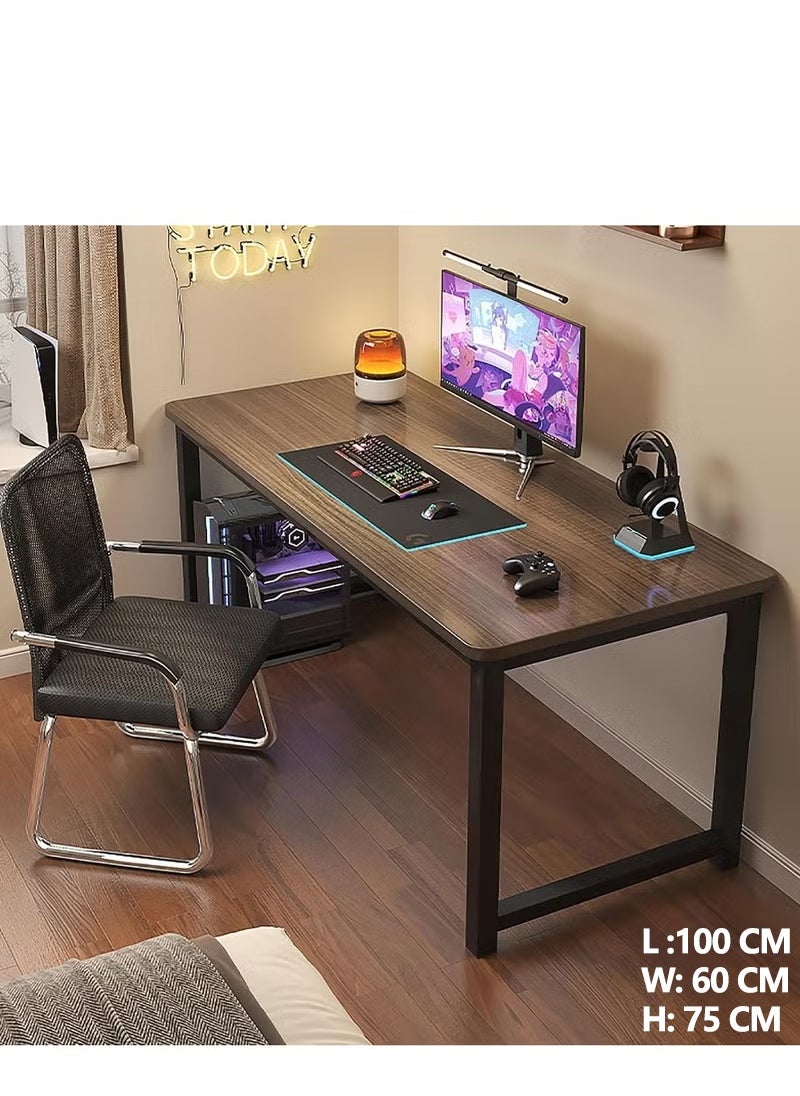 Generic - Gaming Table, Gaming Desk Large Computer Home Gaming Desk Home Office Desk, Table Desk, Office Writing Work Student Study Desk, PC Desk, Home Office Desk with Wooden Table Top, Home Office Desk, Wooden Table for Home Bedroom Office, Gaming Desk, 100x60x75cm - Image 1