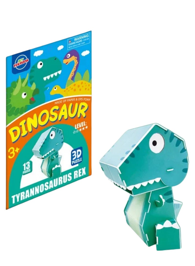 Kids' Dinosaur Series DIY Puzzle: 3D T-Rex Paper Model Kit - Easy Build Educational Toy to Boost Spatial IQ - Image 1