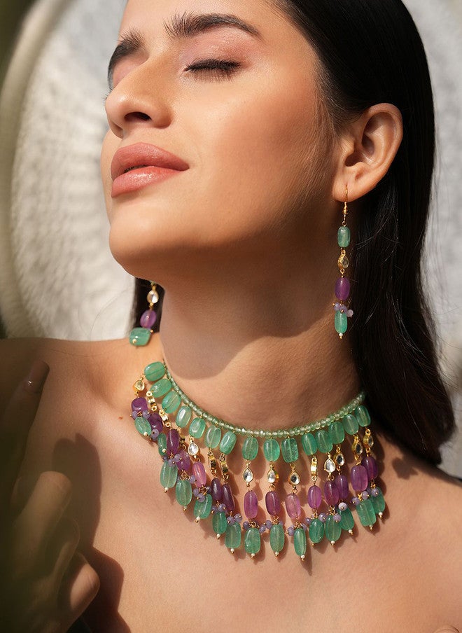Binnis Wardrobe Precious Stone Studded Necklace & Earrings - Image 5