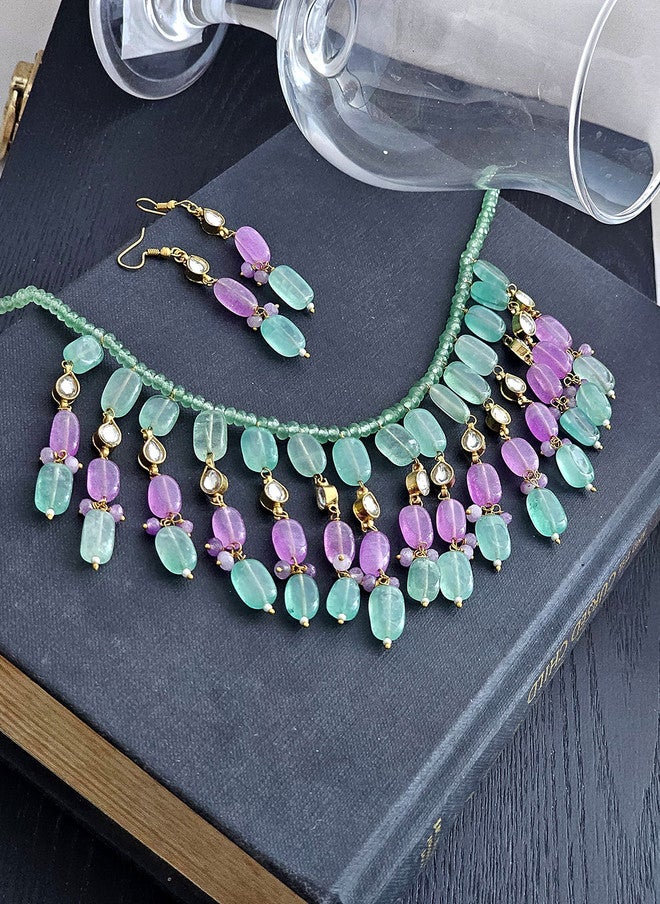 Binnis Wardrobe Precious Stone Studded Necklace & Earrings - Image 2