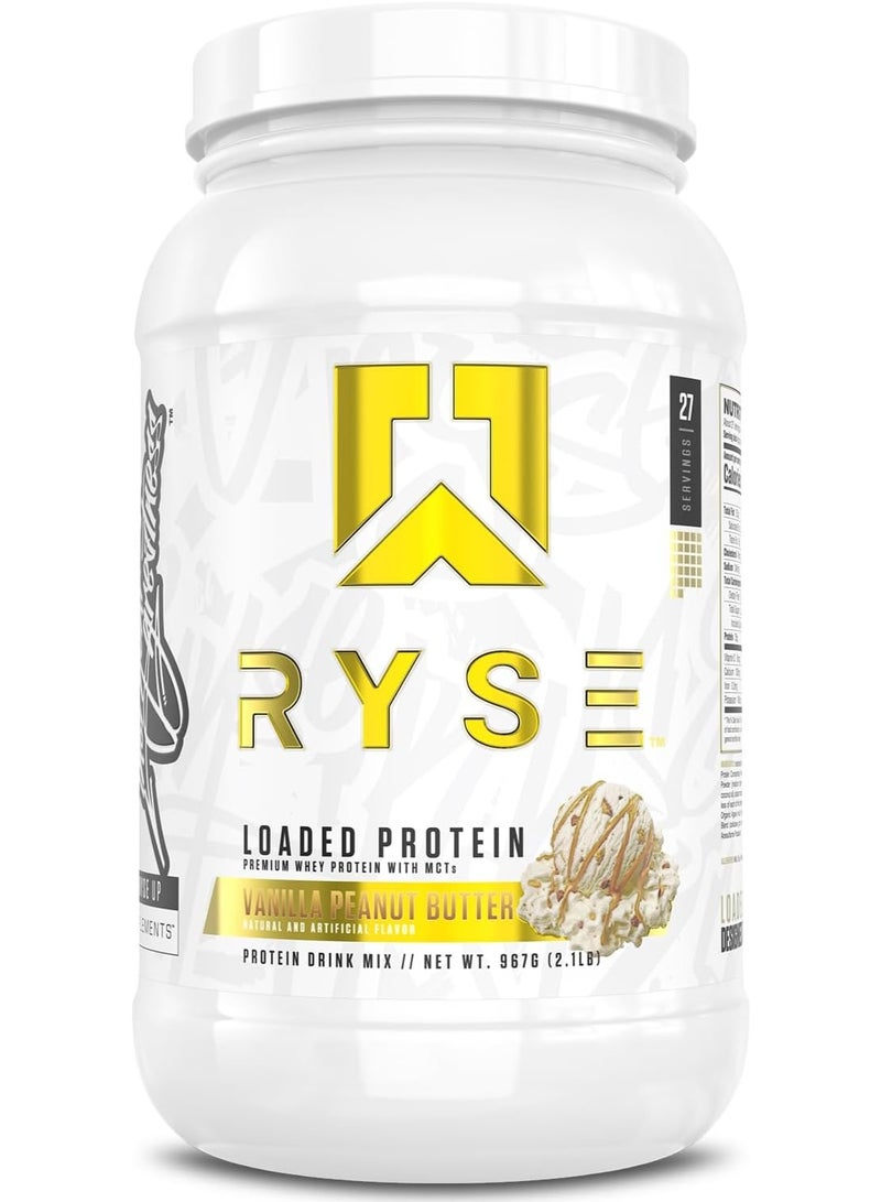 RYSE Loaded Protein Premium Whey Protein – Vanilla Peanut Butter Flavor, 2.1lbs, 27 Servings | High Protein Muscle Recovery Formula - Image 1
