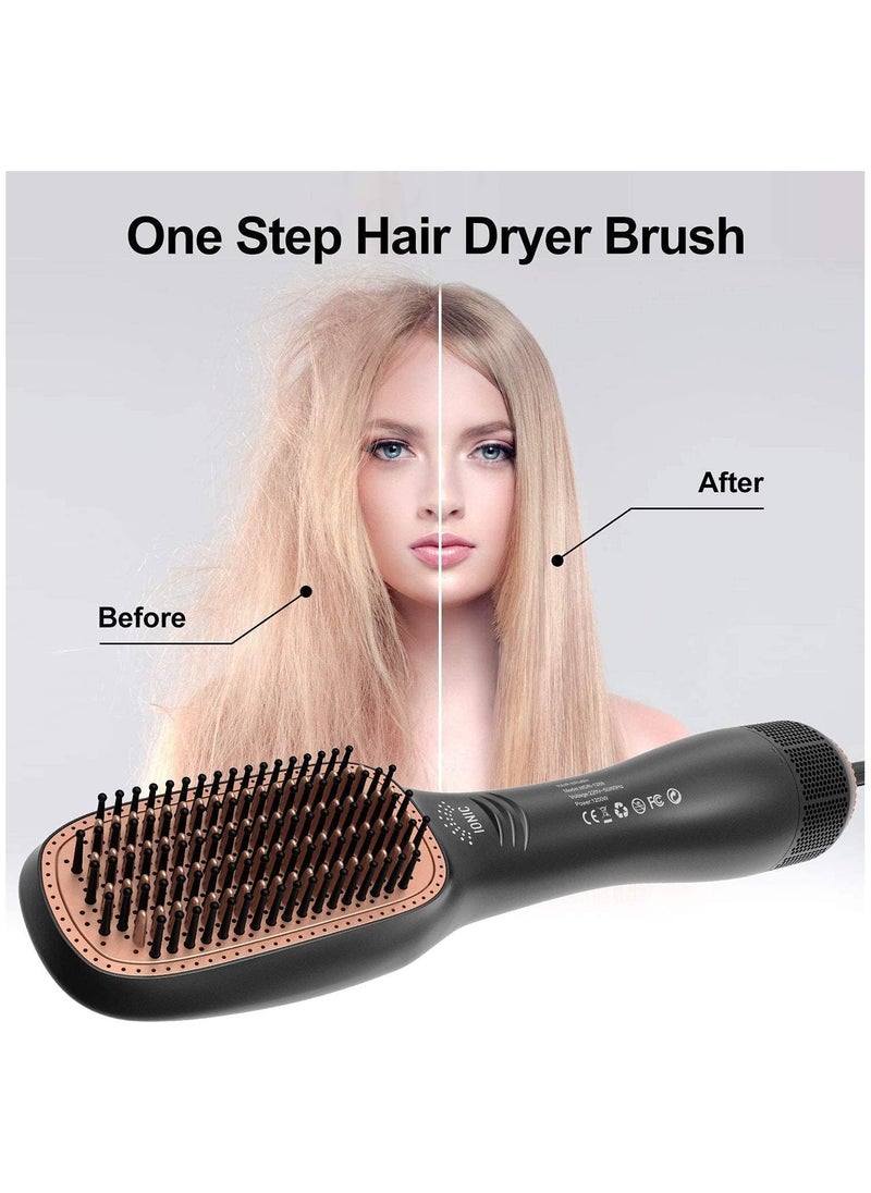 Generic - Joy Professional 2-in-1 Ionic Hair Dryer and Styling Brush with Multiple Heat Settings, Frizz Control, and Detangling Side Combs - Image 1