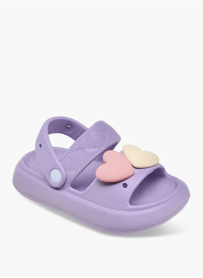 Aqua Heart Jibbitz Slides with Backstrap