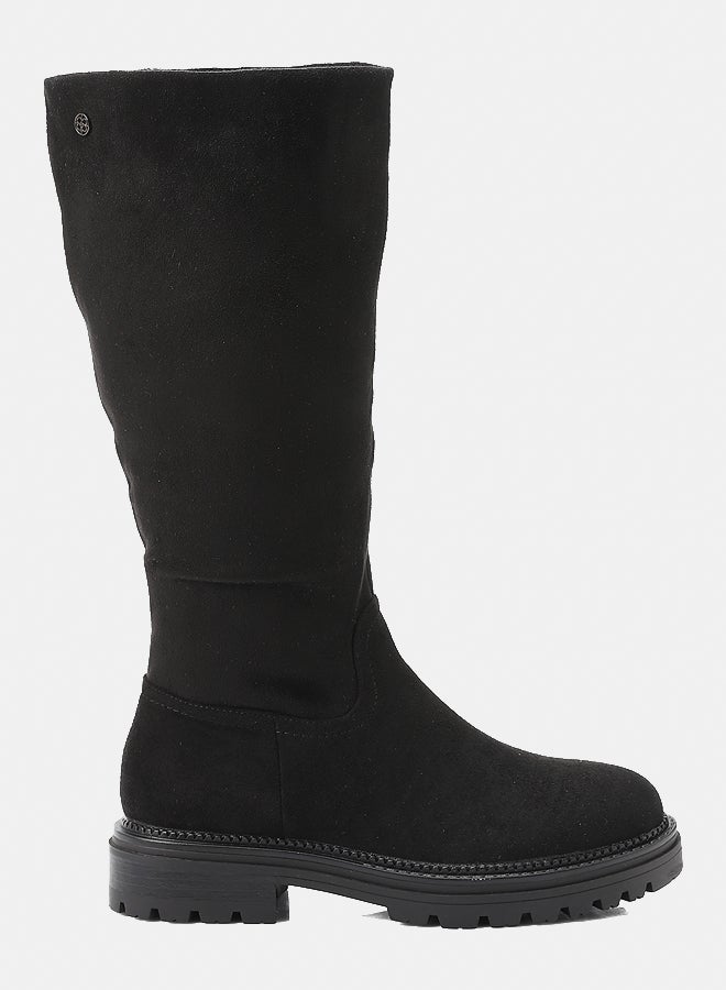 Dejavu Shoes GER-DVTX-006 Knee High Suede Half Zipper Closure Black Boot  For Women - Image 2