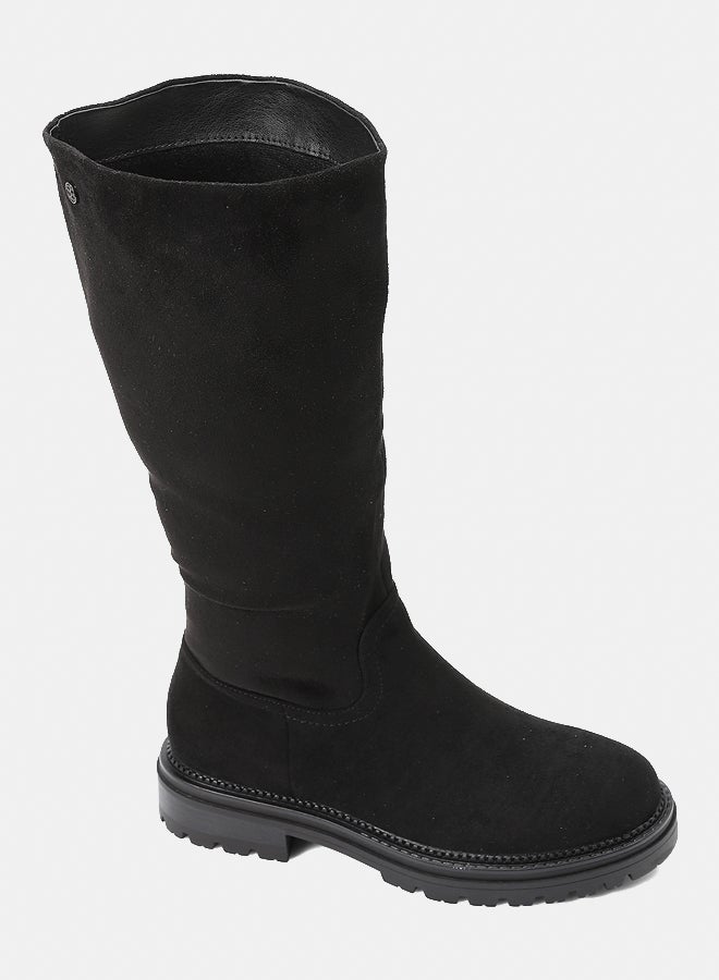 Dejavu Shoes GER-DVTX-006 Knee High Suede Half Zipper Closure Black Boot  For Women - Image 1
