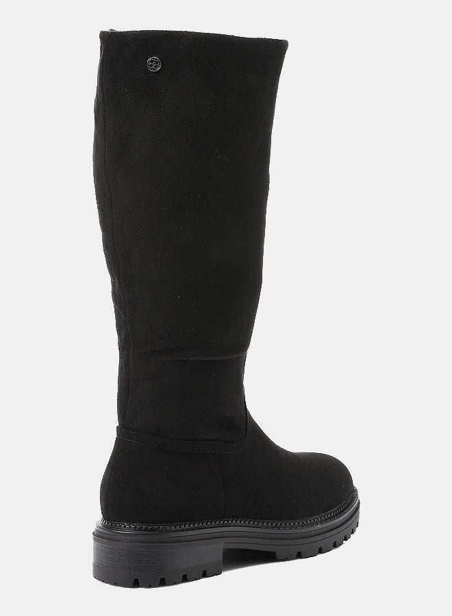 Dejavu Shoes GER-DVTX-006 Knee High Suede Half Zipper Closure Black Boot  For Women - Image 3