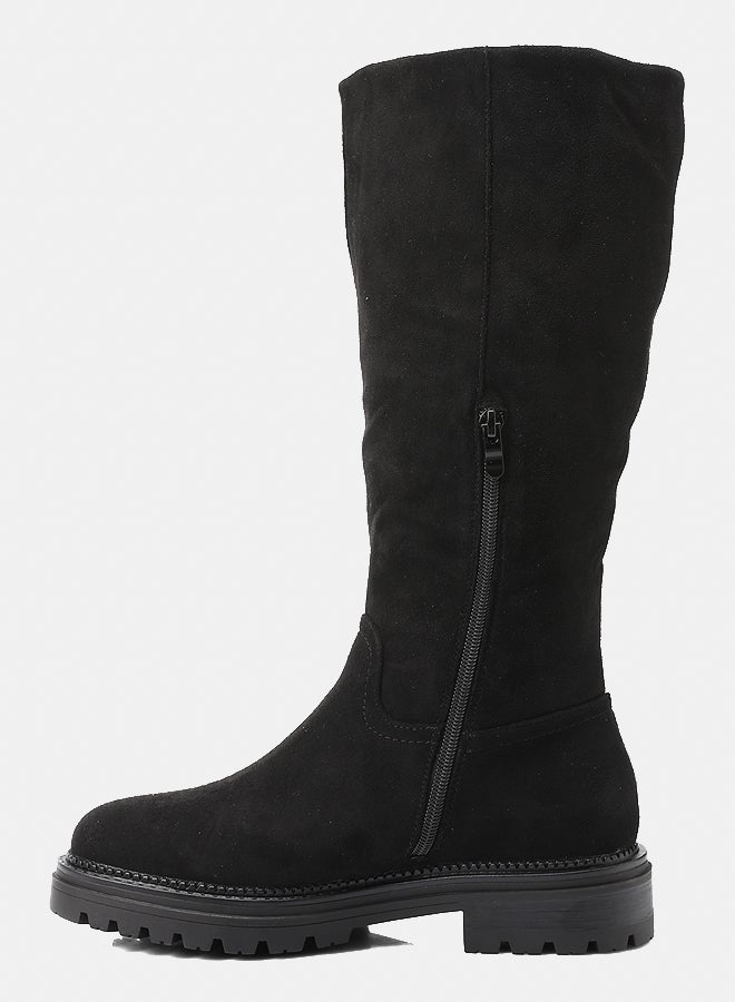 Dejavu Shoes GER-DVTX-006 Knee High Suede Half Zipper Closure Black Boot  For Women - Image 4