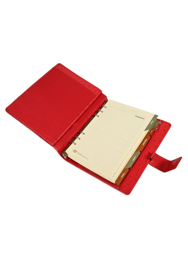 FIS FIS® Leather Organizer "STRUTHIO" and Activity Journal, Size : A5 (14.8 x 21cm), Color : Red_ FSORLO3RE  - Image 1