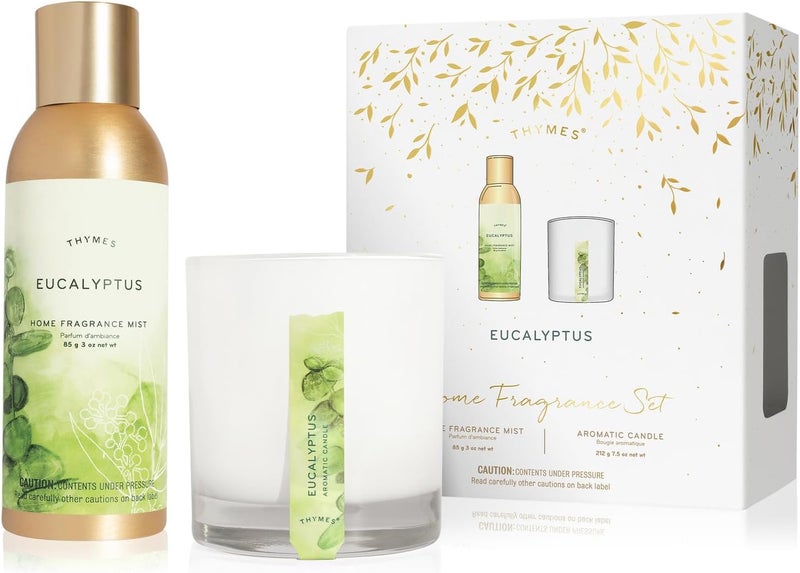 Thymes Fragrance Set  3 Oz Home Fragrance Mist  75 Oz Aromatic Candle  Eucalyptus - Image 1