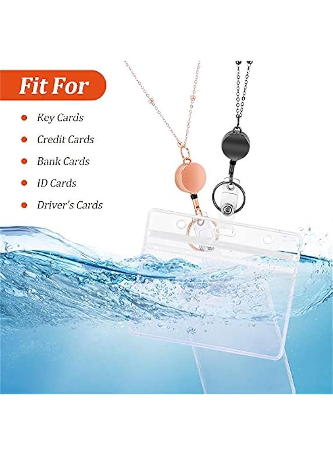 Generic Retractable Badge Reel Lanyard with ID Holder, Set of 3 Badge Necklace Lanyard with 6 Waterproof Name Card Holder for Office Worker, Nurses, Teachers, Doctors & Students  - Image 3