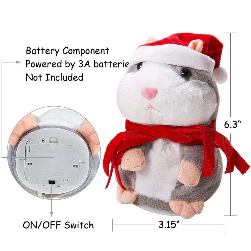 Eocolz Talking Hamster Repeats What You Say Mimicry Pet Plush Buddy Electronic Mouse Interactive Toy Funny Kids Stuffed Toys Children Early Learning for Girl and Boy Gift (Gray) - Image 3