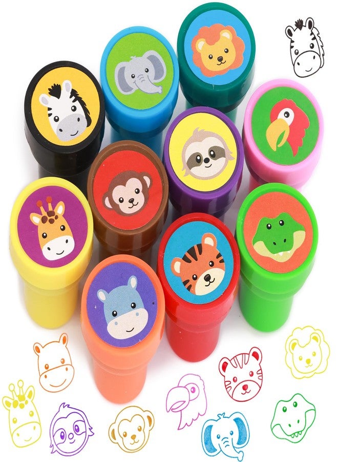 WorldBazaar Animal Stamps for Kids 20 Pcs with 10 Designs Wild Safari Animals Stamps for Crafting Prize Box Toys for Classroom Reward Goodie Bag Easter Birthday Kids Party Favor - Image 2