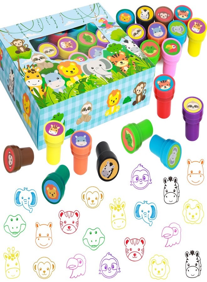 WorldBazaar Animal Stamps for Kids 20 Pcs with 10 Designs Wild Safari Animals Stamps for Crafting Prize Box Toys for Classroom Reward Goodie Bag Easter Birthday Kids Party Favor - Image 1