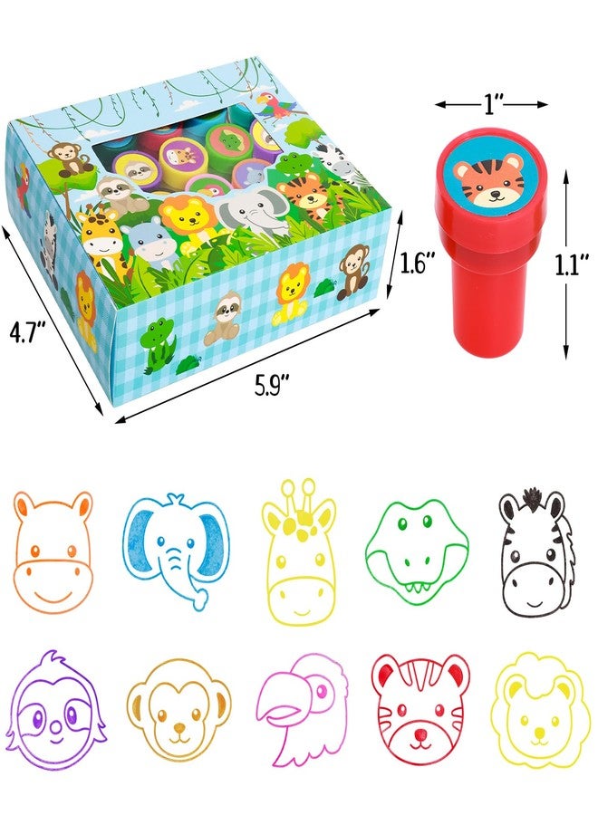 WorldBazaar Animal Stamps for Kids 20 Pcs with 10 Designs Wild Safari Animals Stamps for Crafting Prize Box Toys for Classroom Reward Goodie Bag Easter Birthday Kids Party Favor - Image 3
