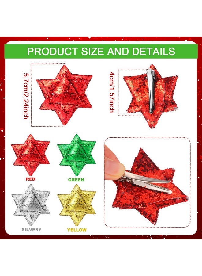 Hotop 12 Pcs Christmas Bow Hair Clips For Girls Glitter Christmas Bow Alligator Hair Clips Star Funny Hair Clips Festive Snowflake Hairpins Holiday Hair Accessory For Women Toddler Multicolored - Image 2