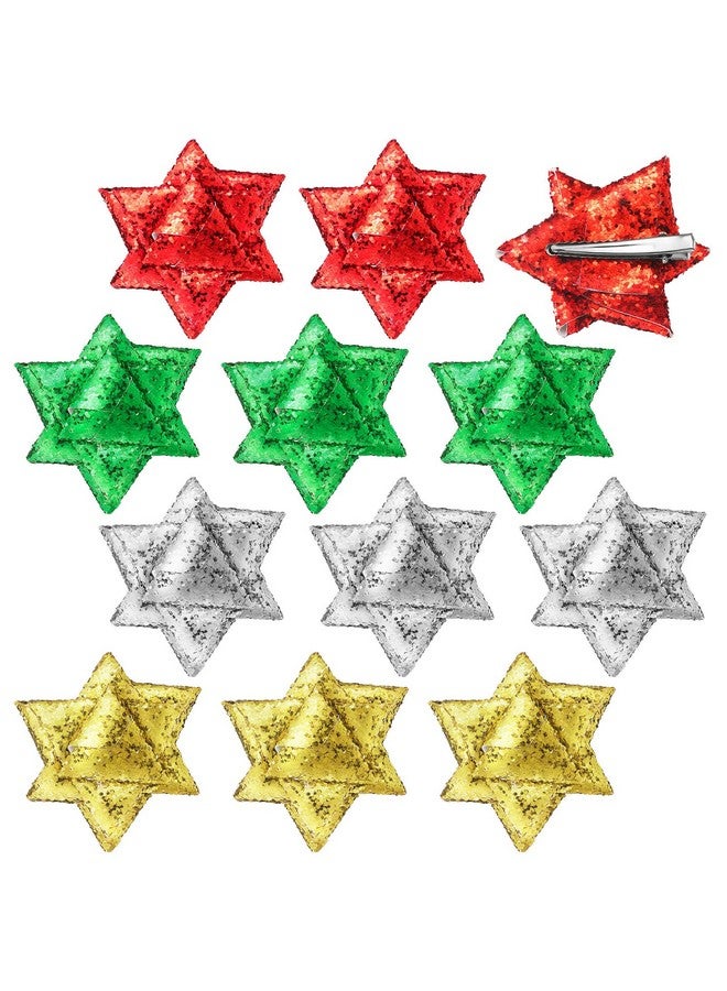 Hotop 12 Pcs Christmas Bow Hair Clips For Girls Glitter Christmas Bow Alligator Hair Clips Star Funny Hair Clips Festive Snowflake Hairpins Holiday Hair Accessory For Women Toddler Multicolored - Image 1