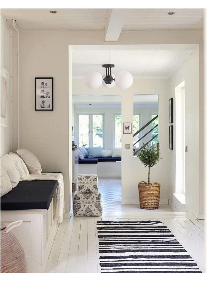 SINOMAN مصباح سقف أسود SINOMAN لغرفة المعيشة / أضواء معلقة سوداء / ديكور منزلي / ضوء سقف لغرفة المعيشة / أضواء معلقة زخرفية مع ظل زجاجي (مجموعة 3 مصابيح، مع لمبة) - Image 2