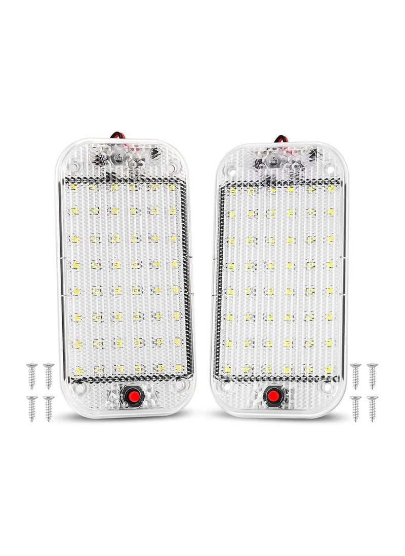 KASTWAVE LED Interior Light 2PCS 10W 48 LED Universal Bright Interior Light with ON/OFF Switch for 12V-85V Car Van Truck Lorry Camper Boat Caravan Motorhome Dome Ceiling Light Ultra-thin Bright Crystal  - Image 1