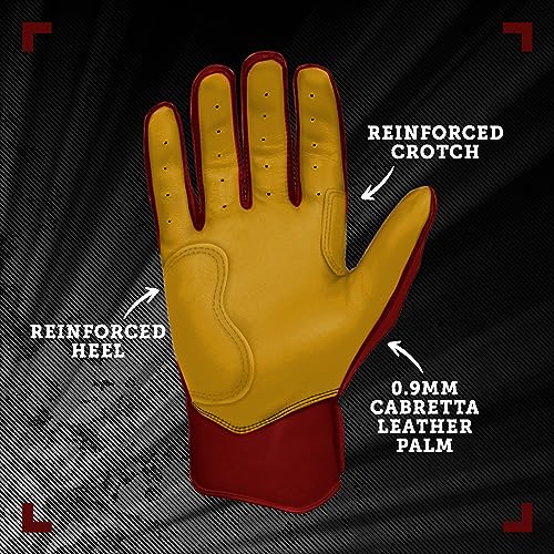 BRUCE BOLT Original Series Short Cuff Maroon Batting Glove - Maroon Small - Image 3
