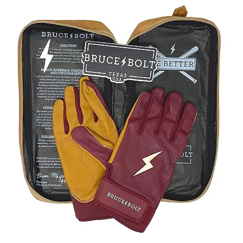 BRUCE BOLT Original Series Short Cuff Maroon Batting Glove - Maroon Small - Image 5