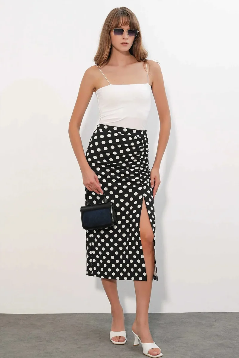 بيغ دارت BDART High Waist Polka Dot Midi Skirt