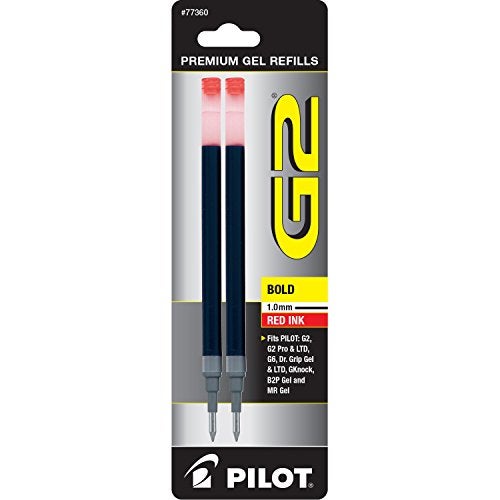 Pilot, G2 Gel Ink Refills, Bold Point 1 mm, Red, Pack of 2 - Image 1