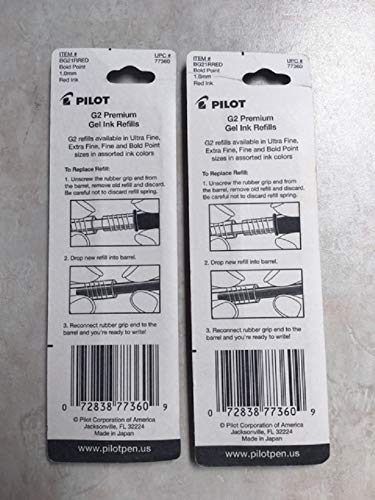 Pilot, G2 Gel Ink Refills, Bold Point 1 mm, Red, Pack of 2 - Image 3