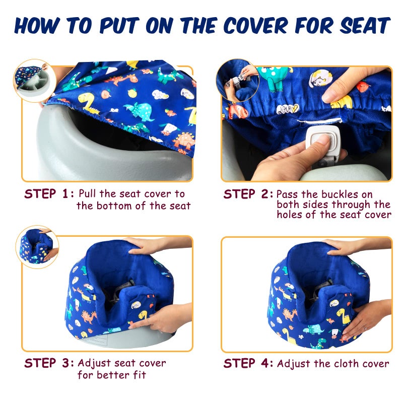 SMTTW Seat Cover Compatible with Bumbo Seat, Summer Cooling Seat Cover, Baby Seat Cover, Super Soft & Breathable Baby Seat Cover, Perfect Compatible with Bumbo Seat (Dinosaur) - Image 3