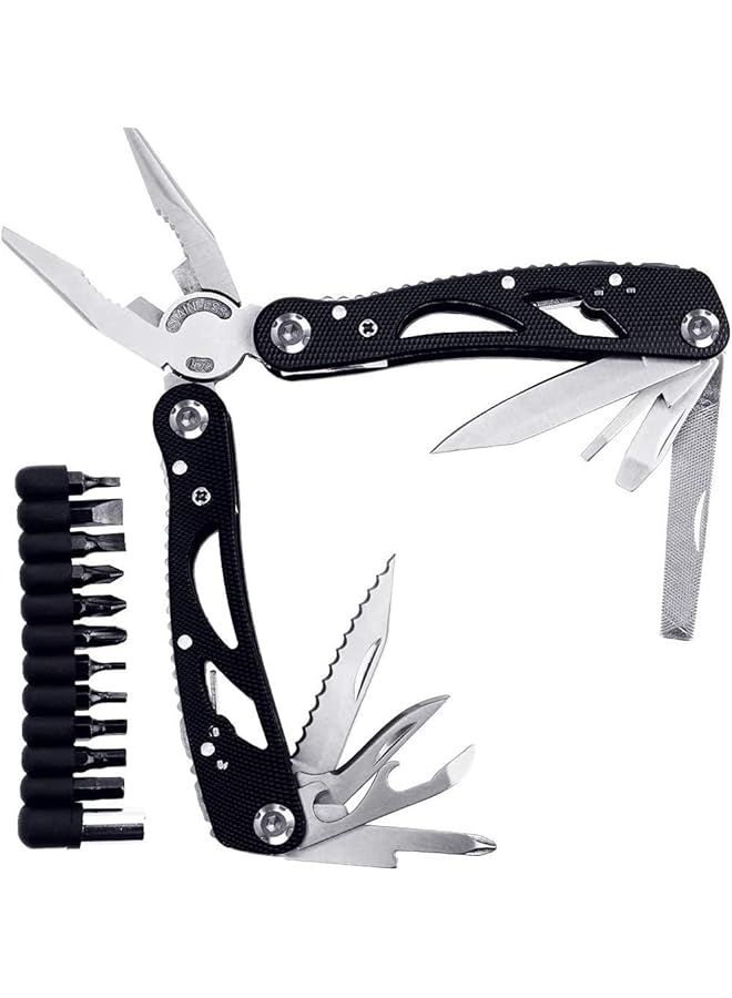 KASTWAVE Multi Tool Kit Plier Multitool Pliers Foldable Pliers Tool Stainless Steel Multi Purpose Outdoor Survival Kits With 11 Screwdriver Bits & Nylon Sheath Ideal Pocket Tool - Image 1