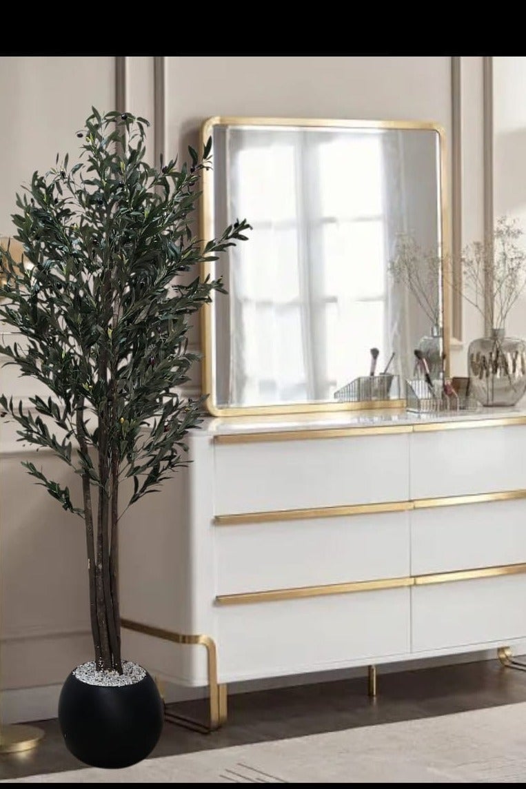 Al-Rawasem House A fruitful olive tree with a large, attractively designed black pot. Make your home more elegant. Dimensions: 220cm x 180cm x 160cm - Image 5