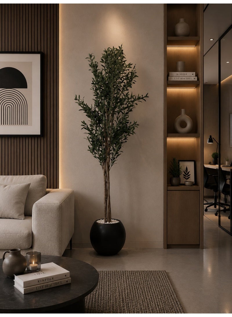 Al-Rawasem House Premium Artificial Olive Tree with Black Pot – Multiple Sizes - Image 2