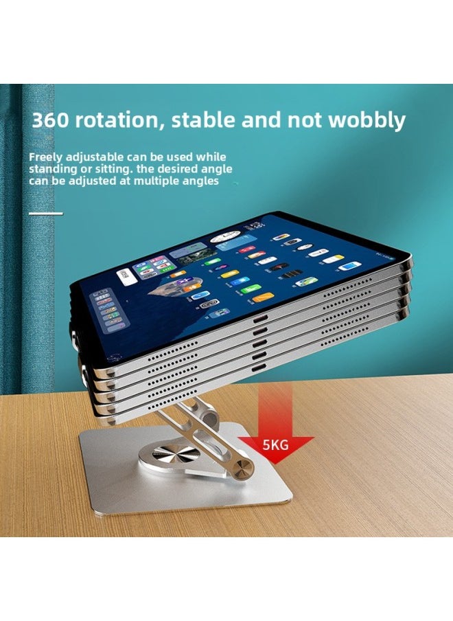 Generic - Tablet PC Bracket 360 Degree Rotating Metal Desktop Live Chicken Game Special Radiator Pad Support Frame-Color:Silver [folding Model + Game Cooling Bracket] Px02-Applicable Size:4-13 Inches - Image 1