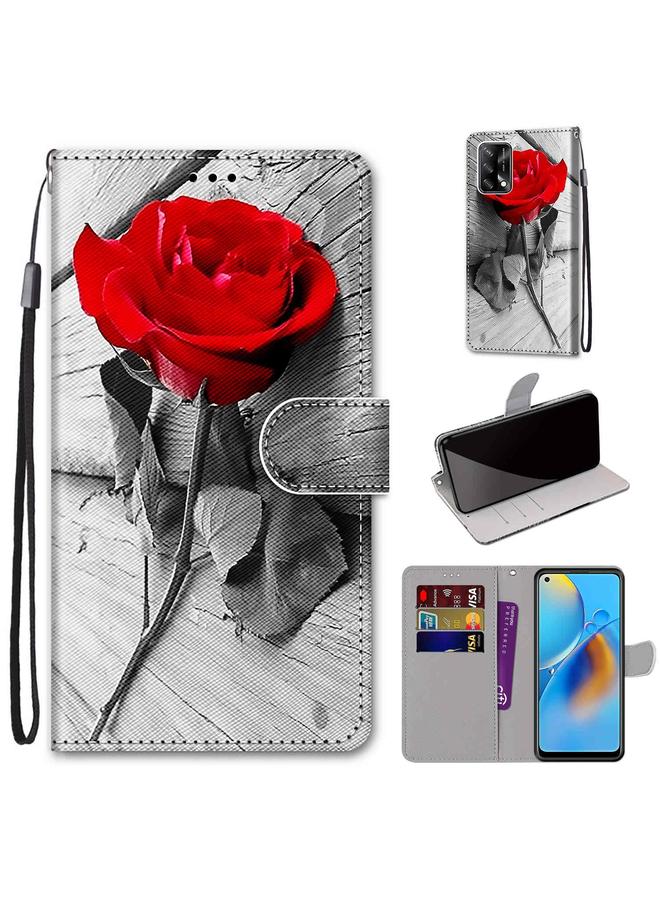 اس-توب جراب لهاتف OPPO F19 / A74 4G، جراب جلدي من البولي يوريثان بتصميم متقاطع ملون مع حامل وفتحات للبطاقات ومحفظة وحبل تثبيت - Image 1