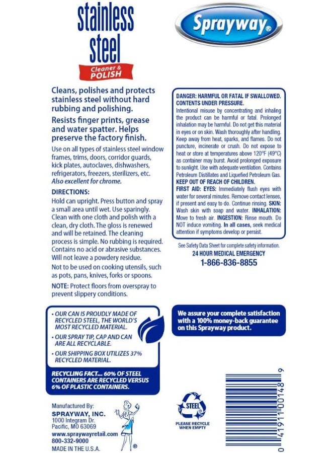 Sprayway Water-Based Stainless Steel Cleaner, 15 Fl Oz (Pack of 1) - Image 3