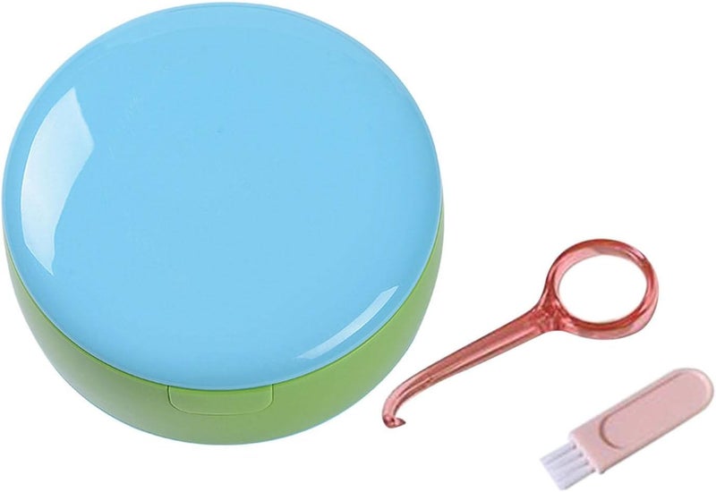 klarakoDual Layer Denture Retainer Case Breathable with Mirror Portable Mouth Guard Container Holder for Clear Aligner with Removal Tool Tray klarakoBlue Green - Image 3